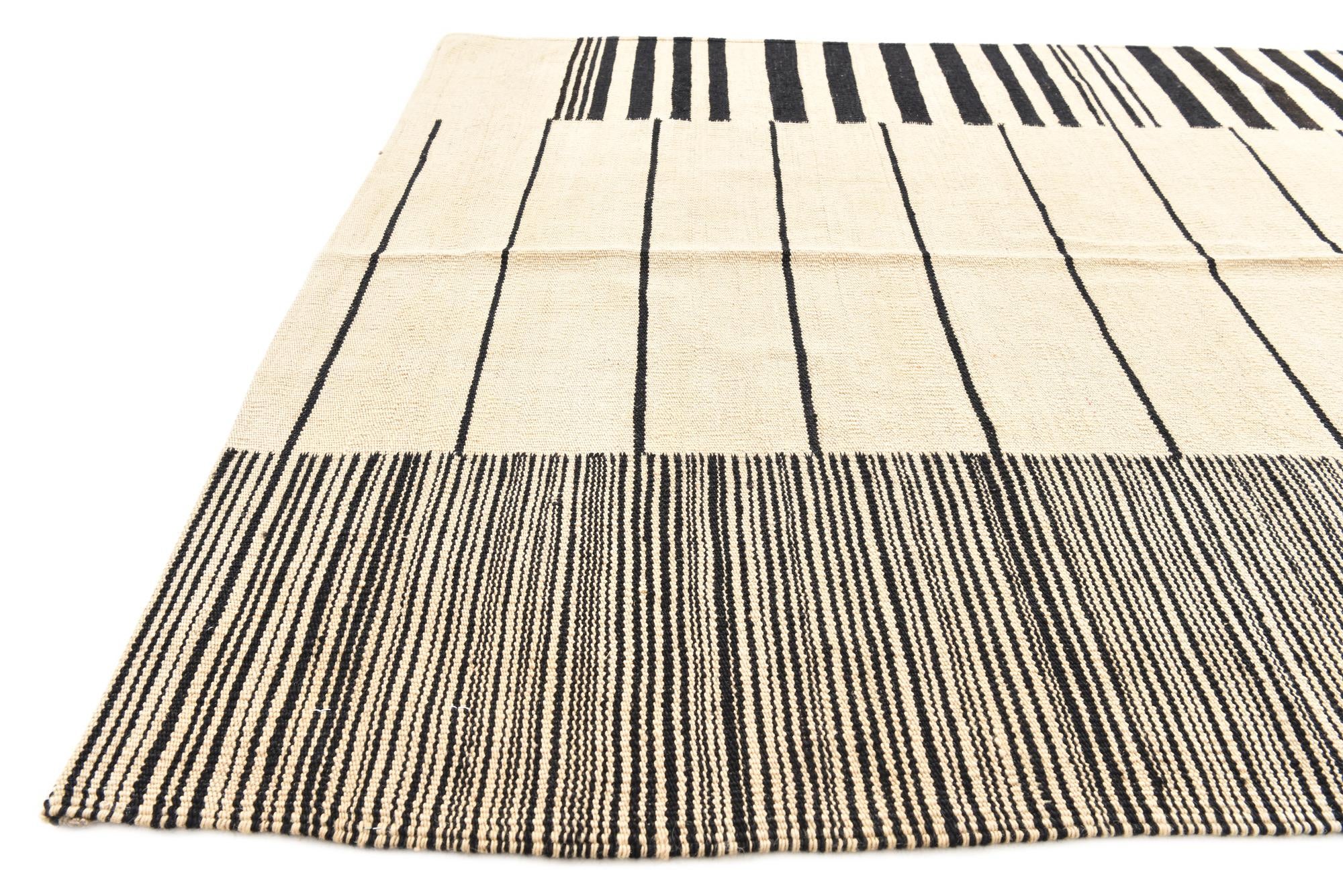 4' 1 x 5' 10 Hand Woven Kilim Modern Wool Rug