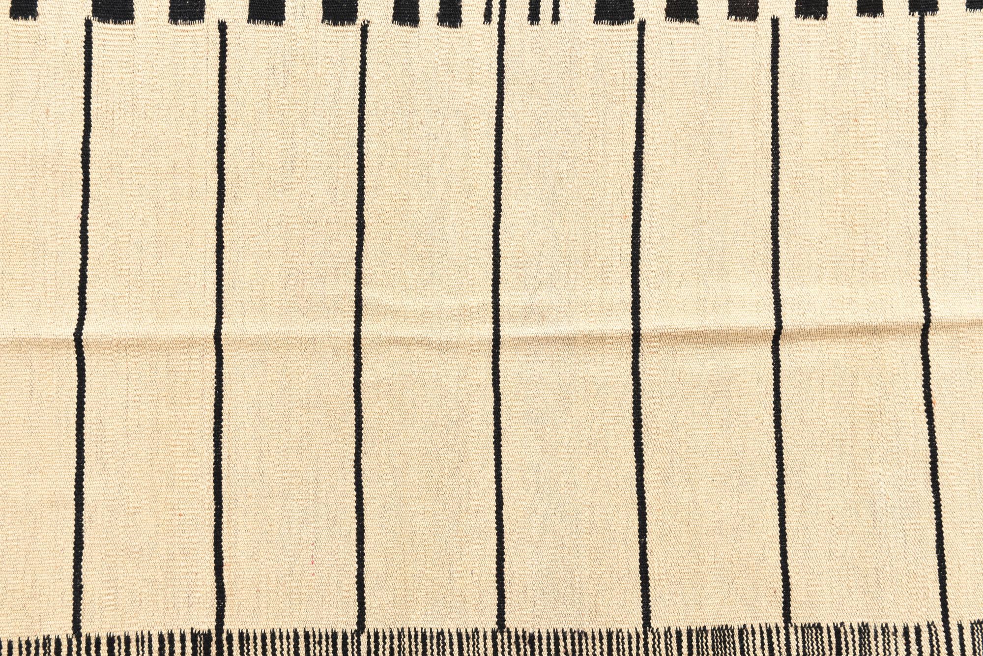 4' 1 x 5' 10 Hand Woven Kilim Modern Wool Rug