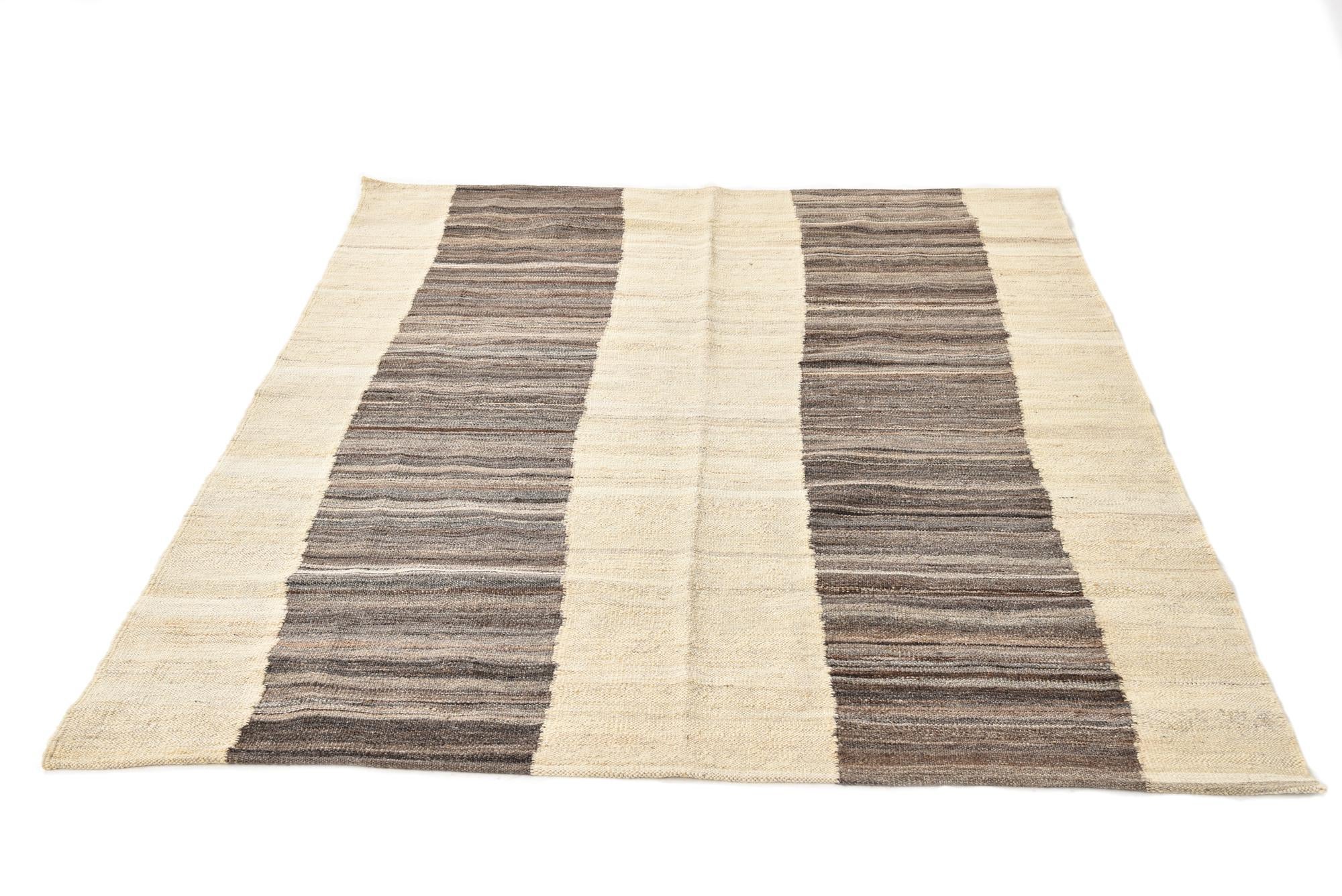 4' 10 x 6' 1 Hand Woven Kilim Modern Wool Rug