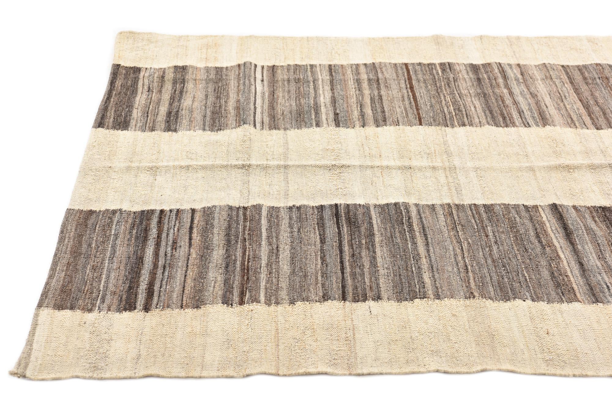 4' 10 x 6' 1 Hand Woven Kilim Modern Wool Rug