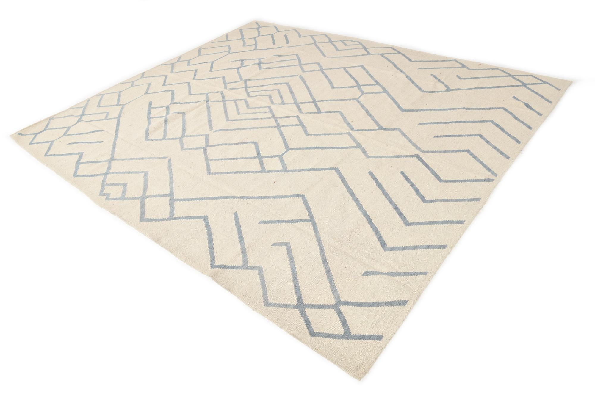 8' 7 x 10' Hand Woven Kilim Modern Wool Rug