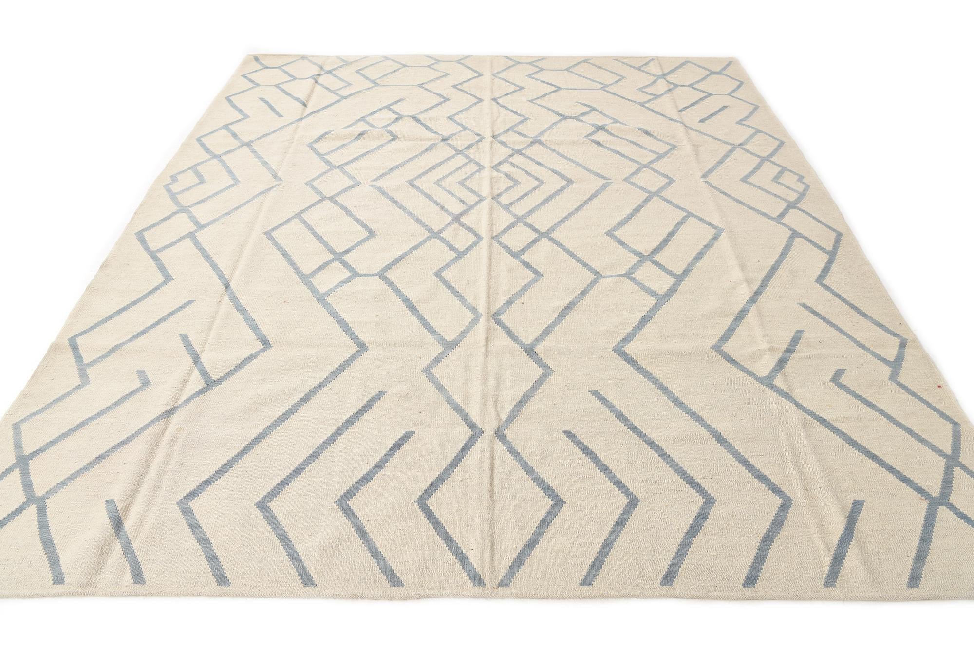 8' 7 x 10' Hand Woven Kilim Modern Wool Rug