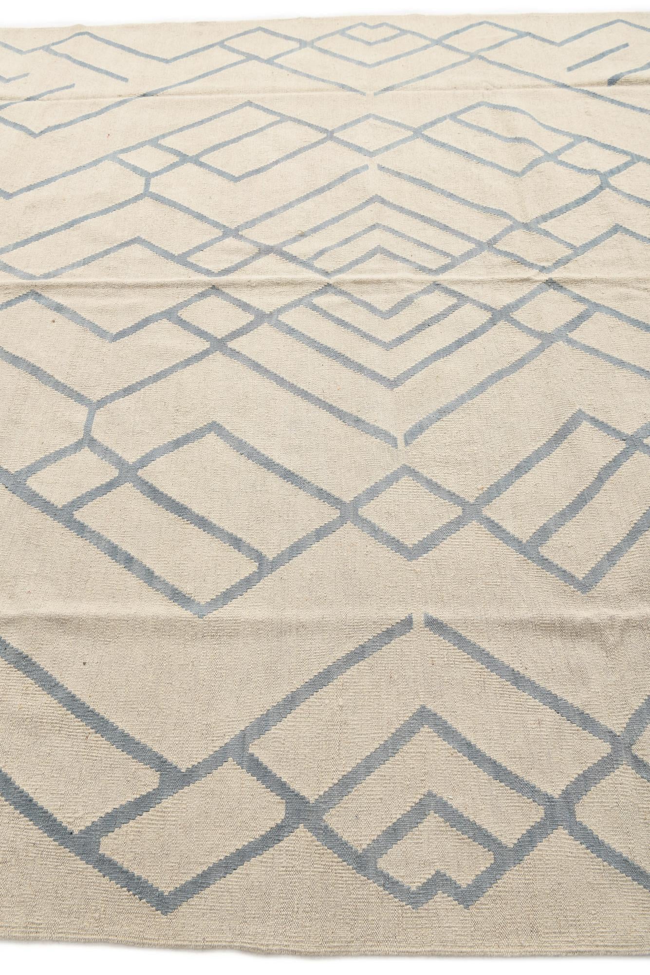 8' 7 x 10' Hand Woven Kilim Modern Wool Rug