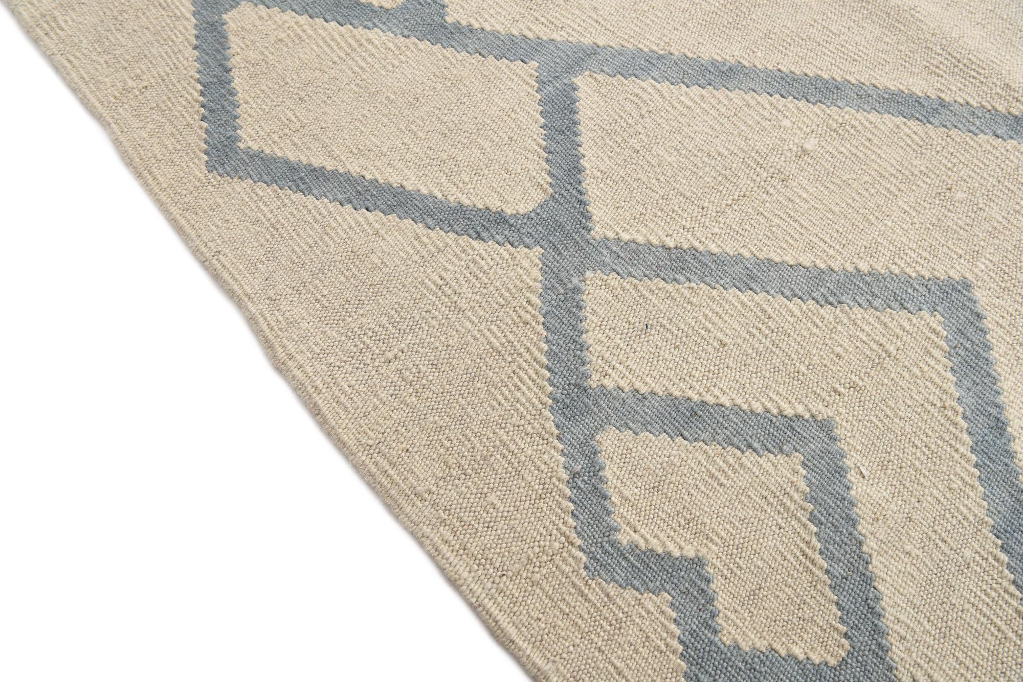 8' 7 x 10' Hand Woven Kilim Modern Wool Rug