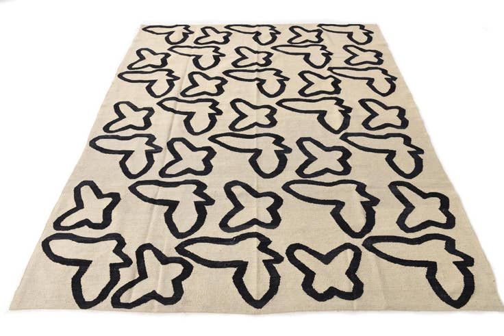 Detailfoto van 195cm x 235cm Handgeweven Kilim Modern Wol Vloerkleed