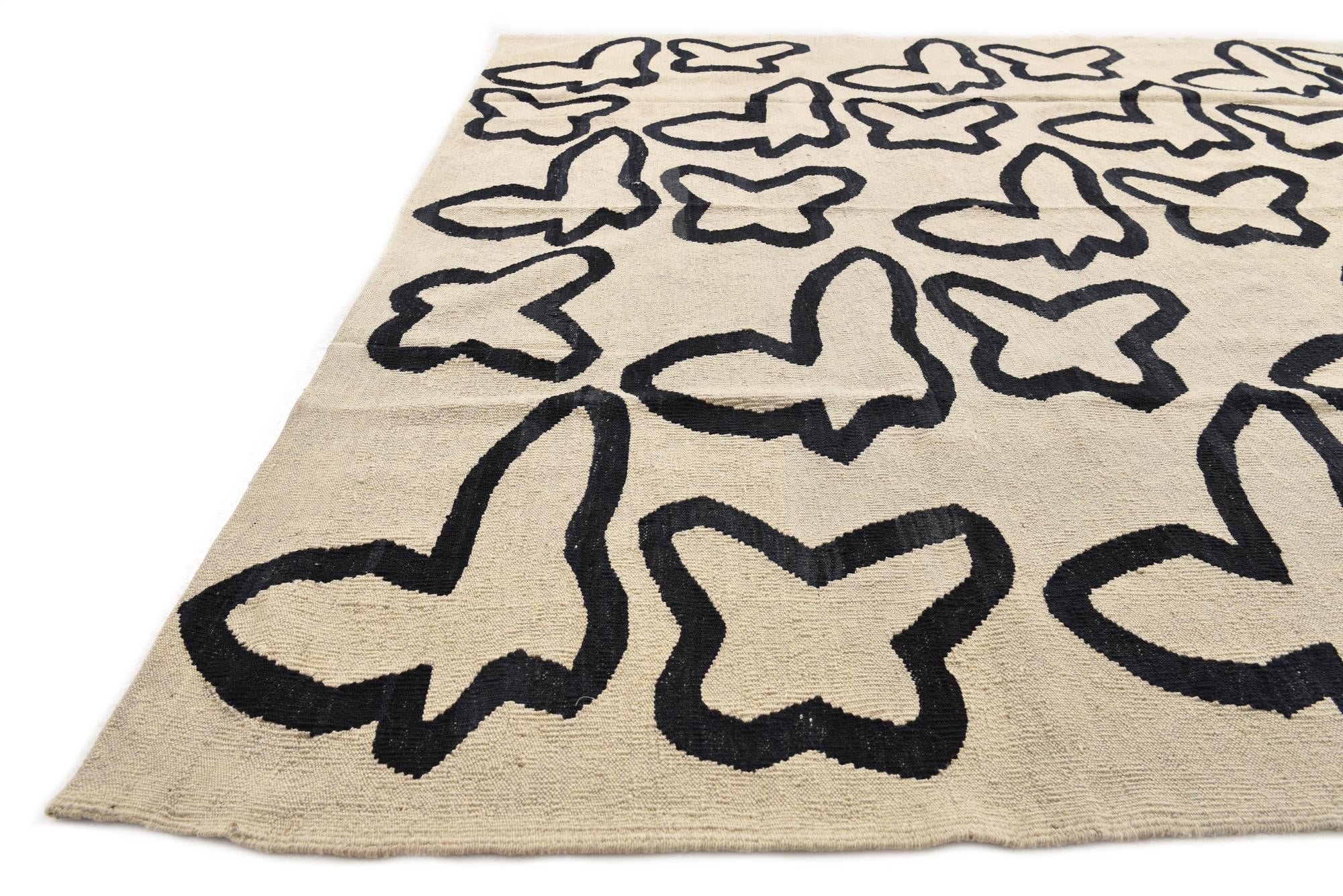 6' 5 x 7' 8 Hand Woven Kilim Modern Wool Rug