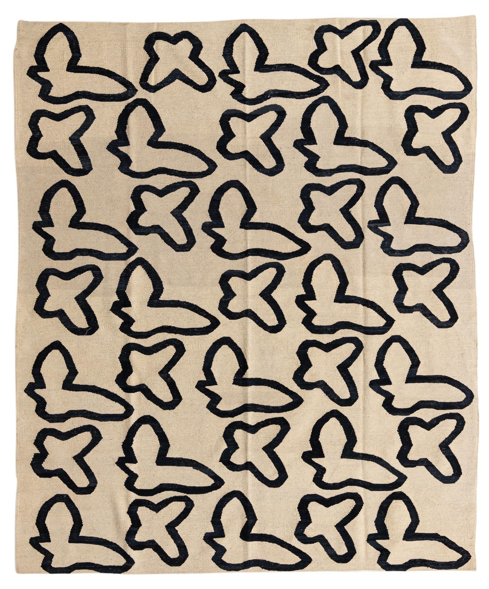 6' 5 x 7' 8 Hand Woven Kilim Modern Wool Rug
