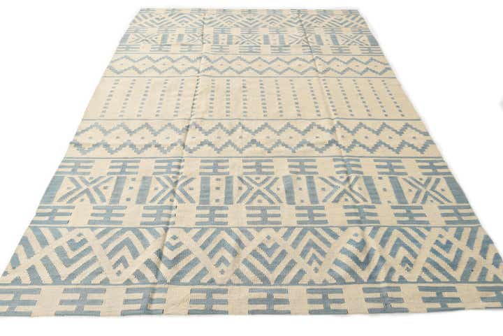 6' 8 x 9' 8 Hand Woven Kilim Modern Wool Rug