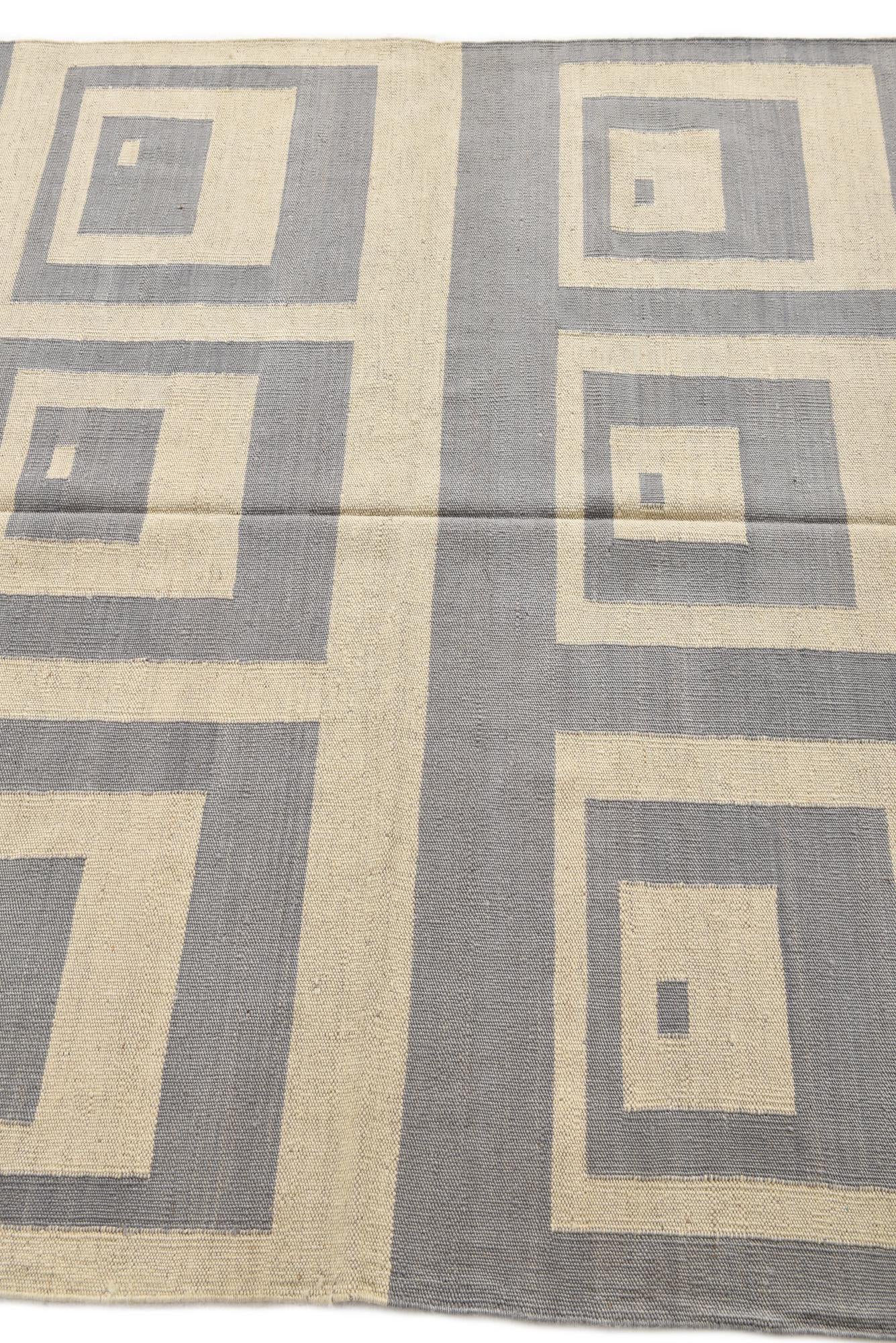 4' 11 x 6' 6 Hand Woven Kilim Modern Wool Rug