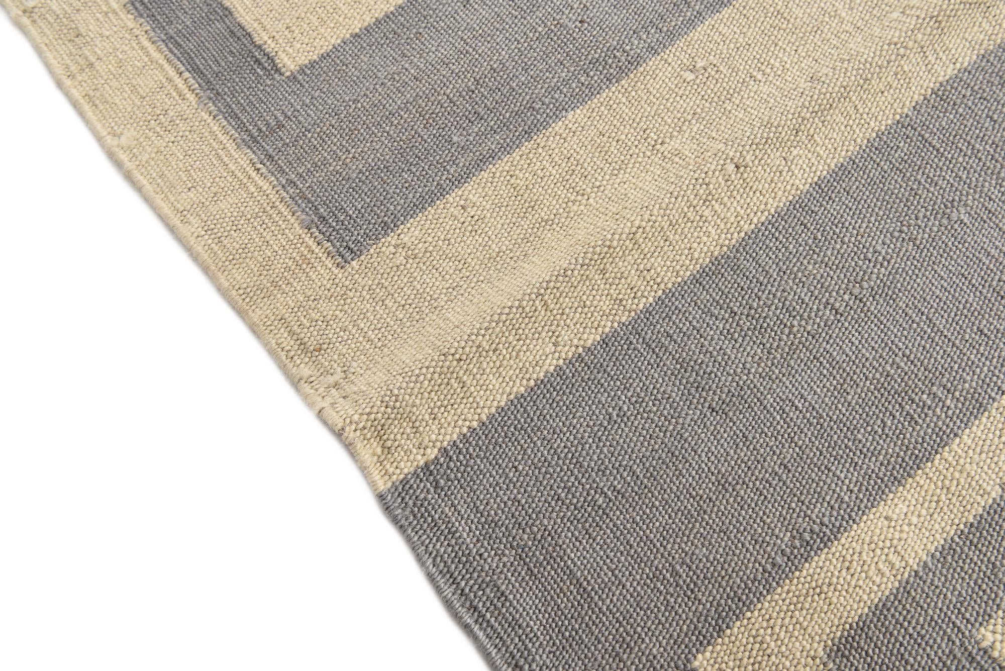 4' 11 x 6' 6 Hand Woven Kilim Modern Wool Rug