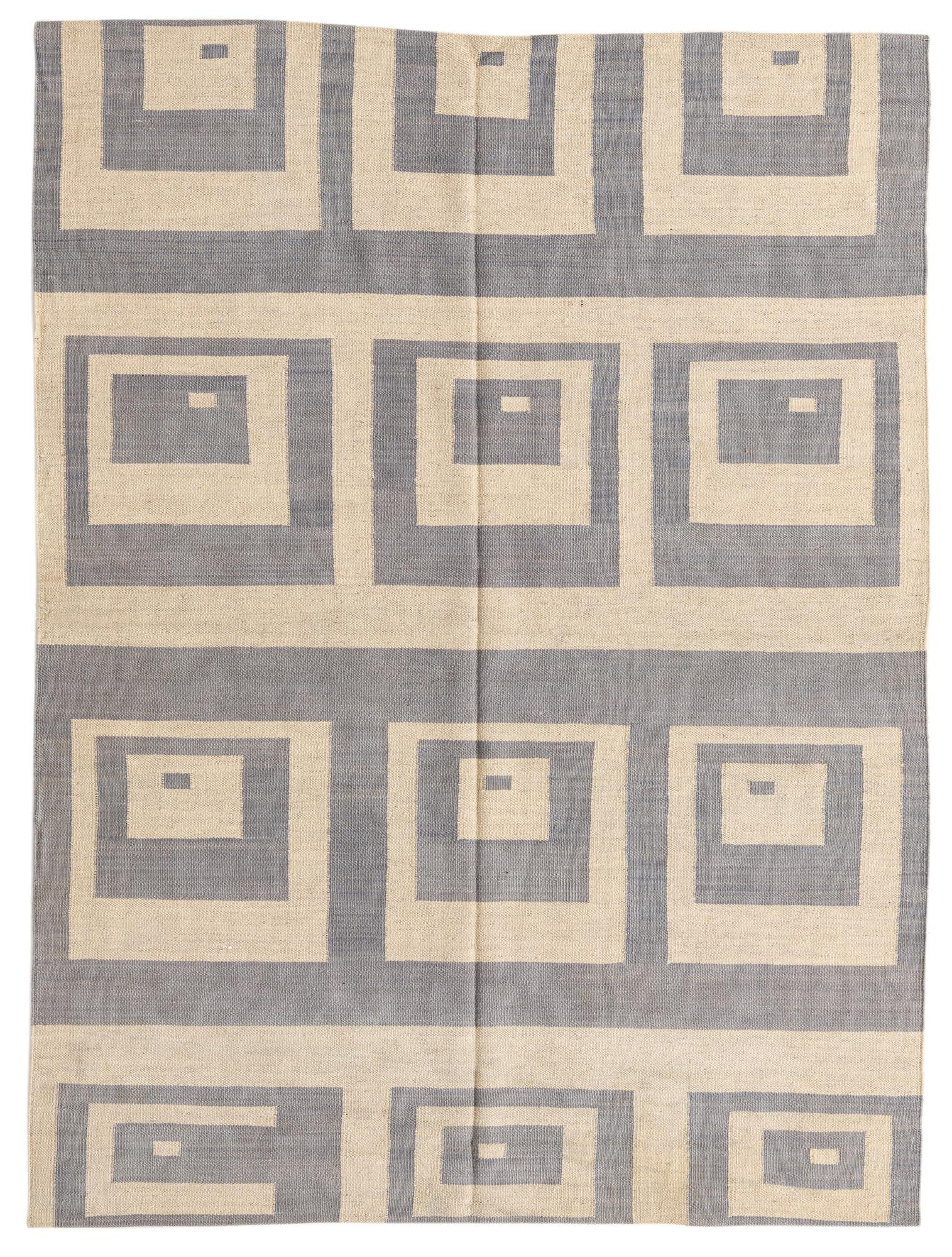 4' 11 x 6' 6 Hand Woven Kilim Modern Wool Rug