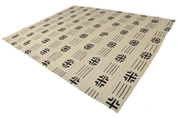 Detail image of 10' x 12' 8 Hand Woven Kilim Modern Wool Rug