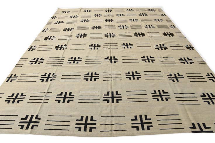 Detail image of 10' x 12' 8 Hand Woven Kilim Modern Wool Rug