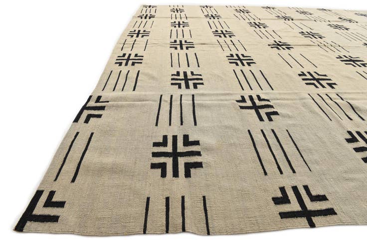 Detail image of 10' x 12' 8 Hand Woven Kilim Modern Wool Rug
