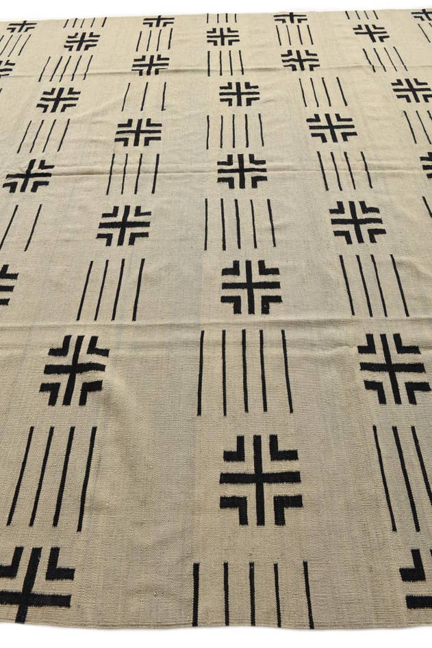 Detail image of 10' x 12' 8 Hand Woven Kilim Modern Wool Rug