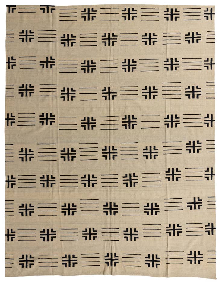 Detail image of 10' x 12' 8 Hand Woven Kilim Modern Wool Rug
