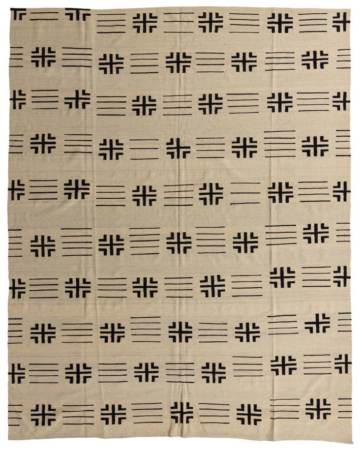 Detail image of 10' x 12' 8 Hand Woven Kilim Modern Wool Rug