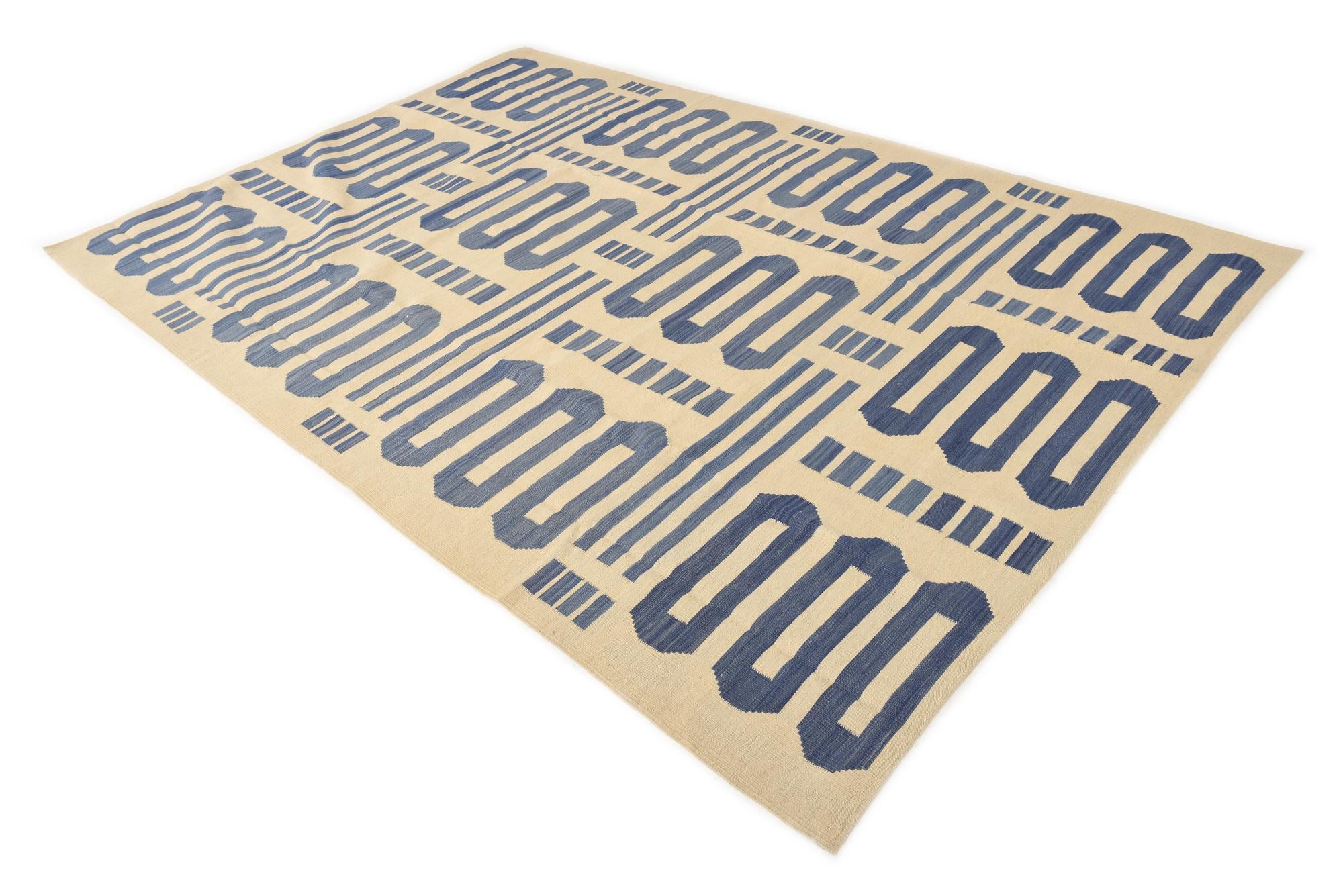 6' 7 x 9' 9 Hand Woven Kilim Modern Wool Rug