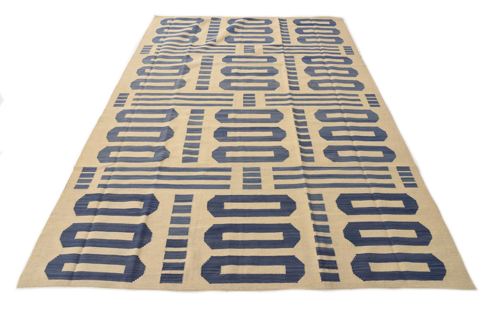 6' 7 x 9' 9 Hand Woven Kilim Modern Wool Rug