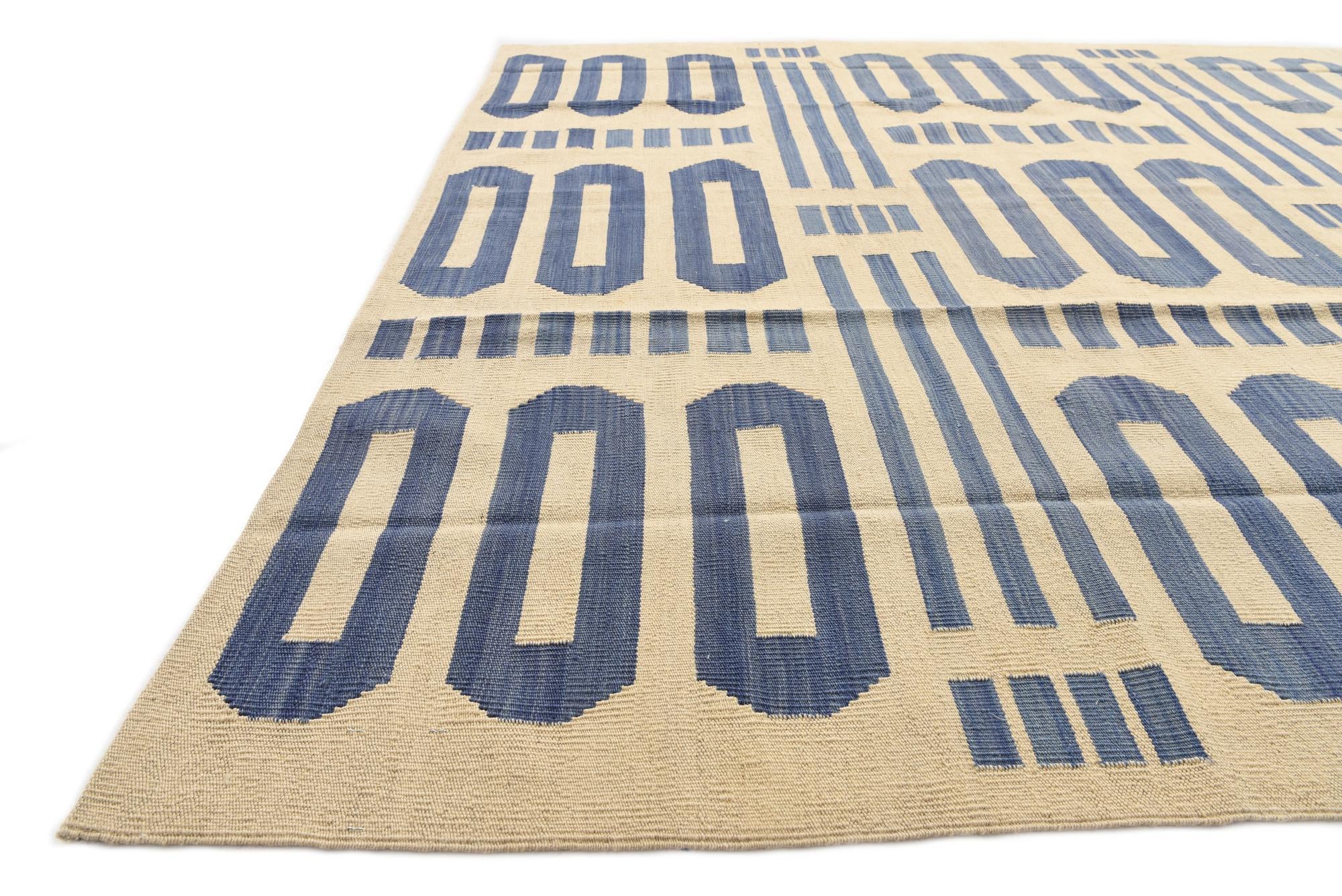 6' 7 x 9' 9 Hand Woven Kilim Modern Wool Rug