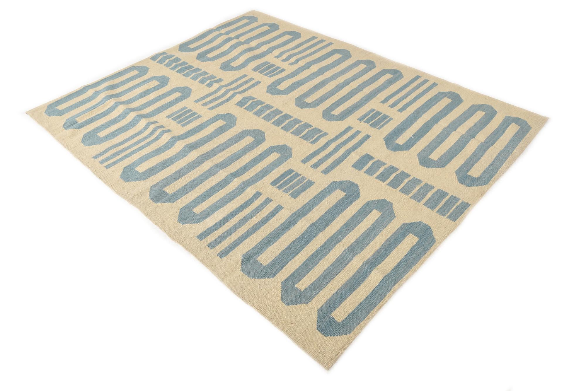 5' 2 x 6' 5 Hand Woven Kilim Modern Wool Rug
