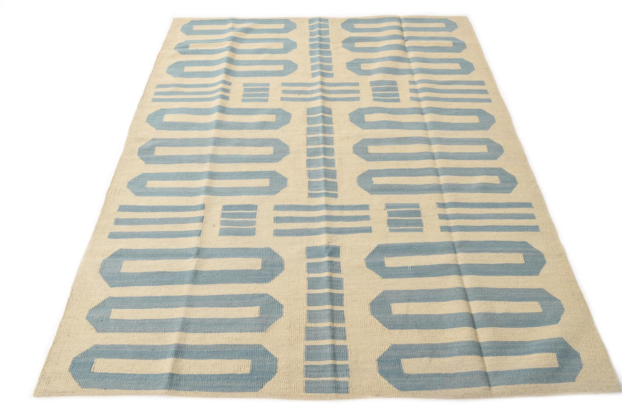 5' 2 x 6' 5 Hand Woven Kilim Modern Wool Rug