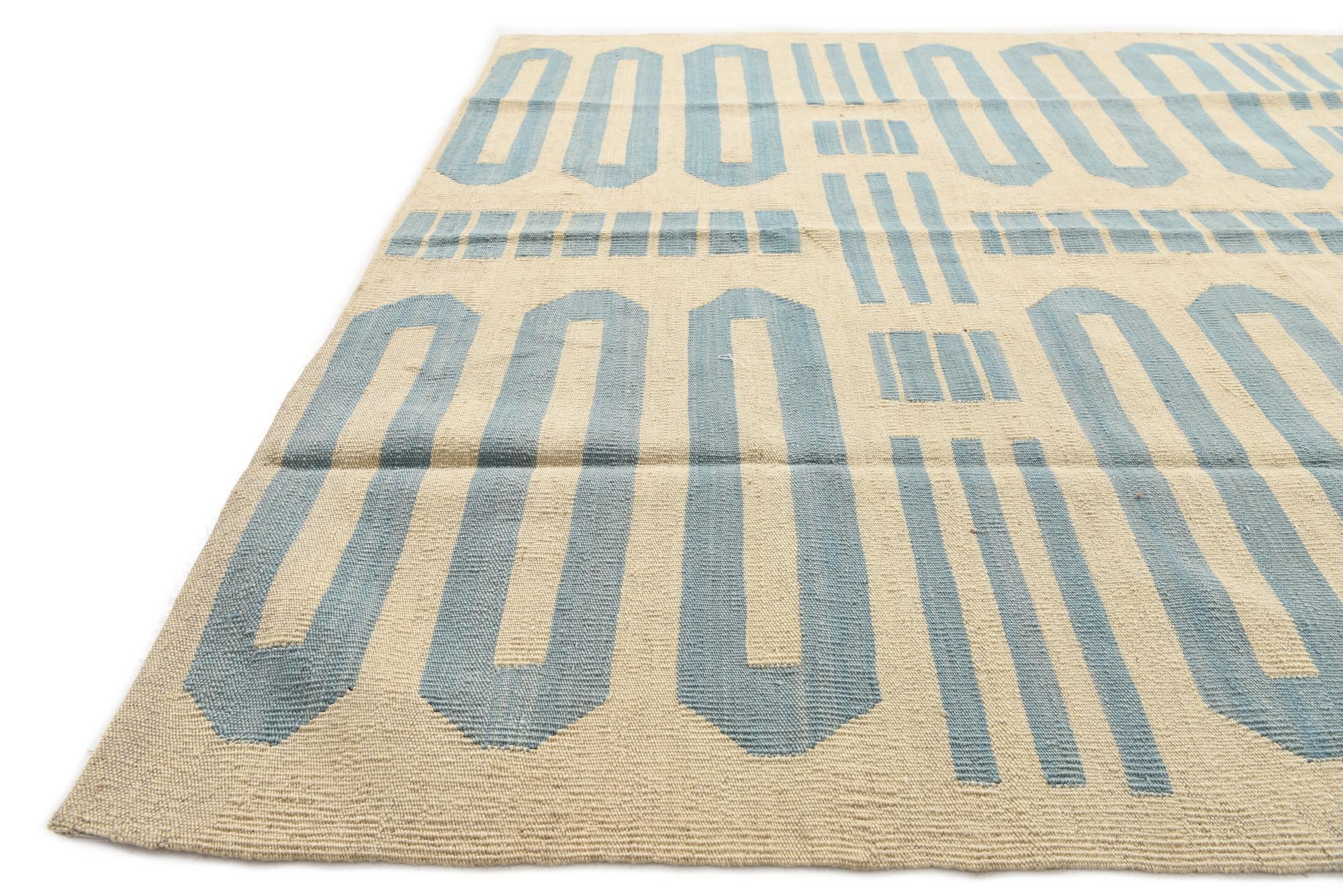 5' 2 x 6' 5 Hand Woven Kilim Modern Wool Rug