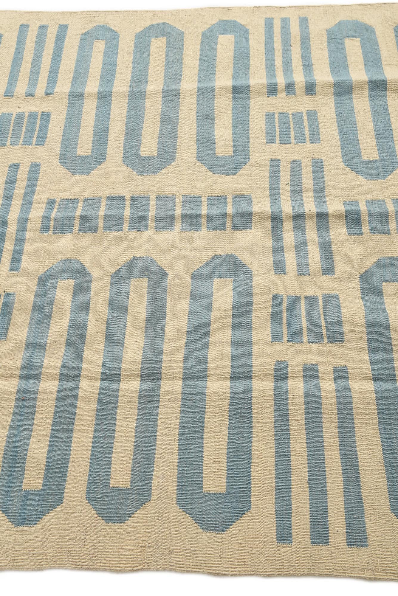 5' 2 x 6' 5 Hand Woven Kilim Modern Wool Rug