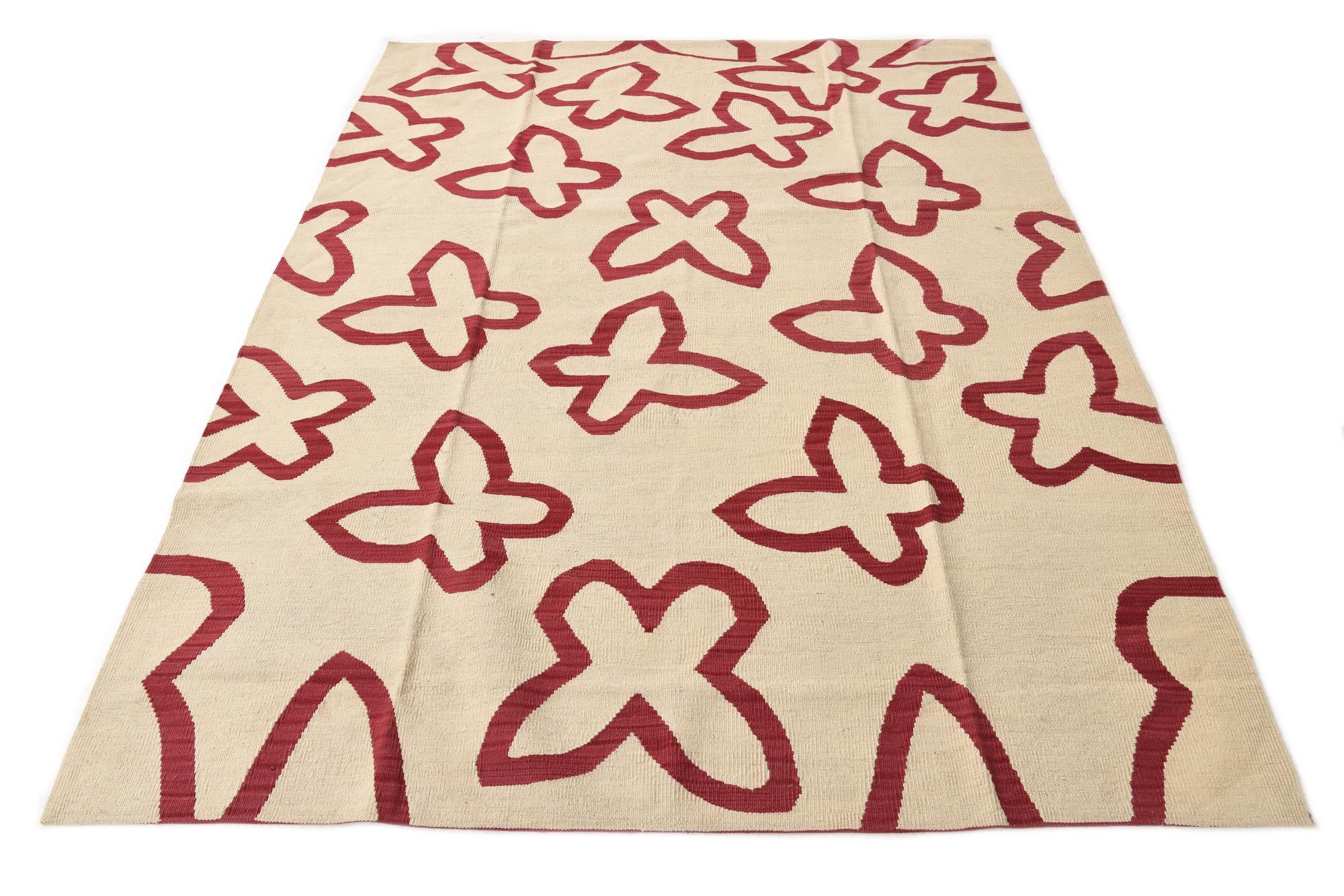 5' 10 x 7' 8 Hand Woven Kilim Modern Wool Rug