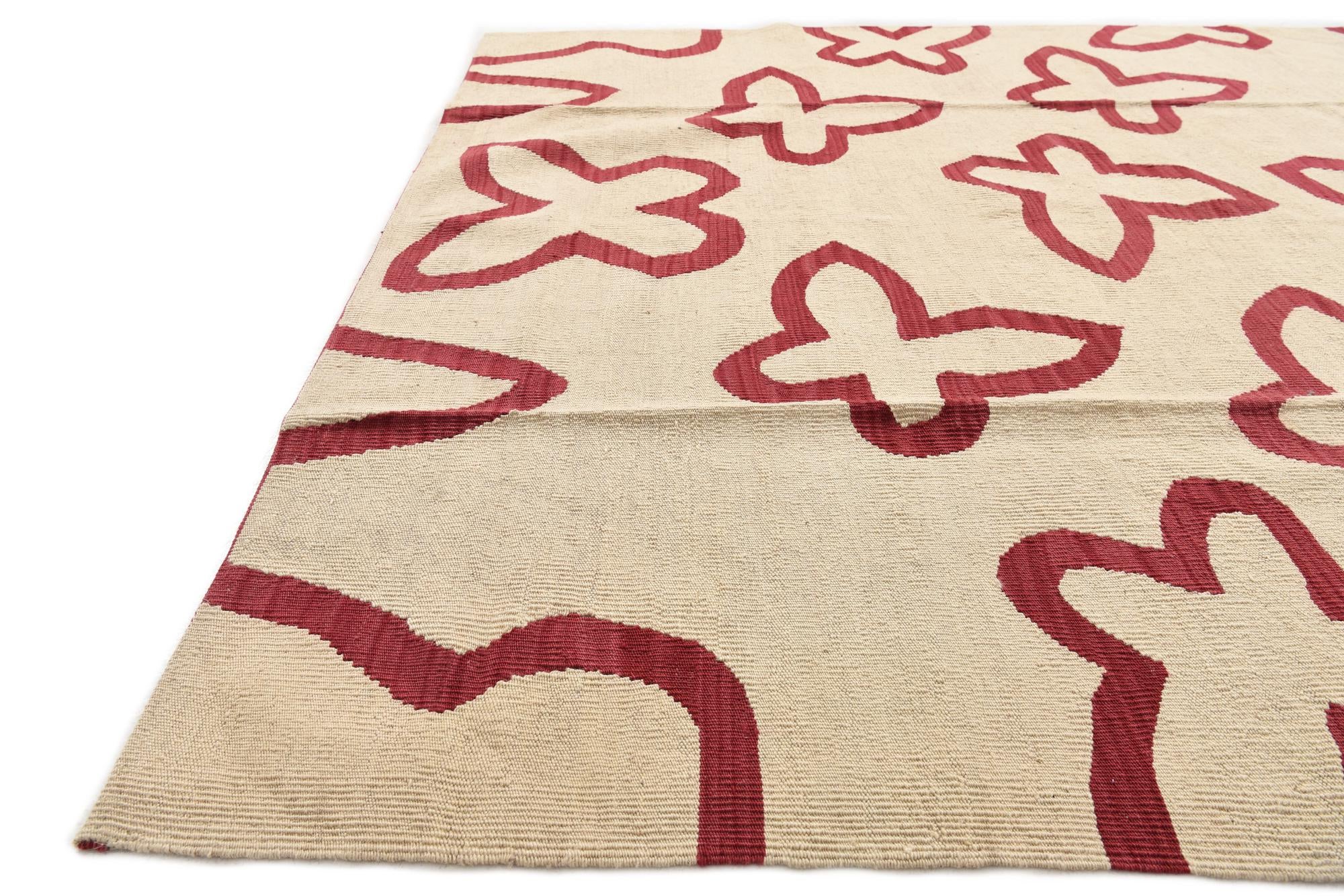 5' 10 x 7' 8 Hand Woven Kilim Modern Wool Rug