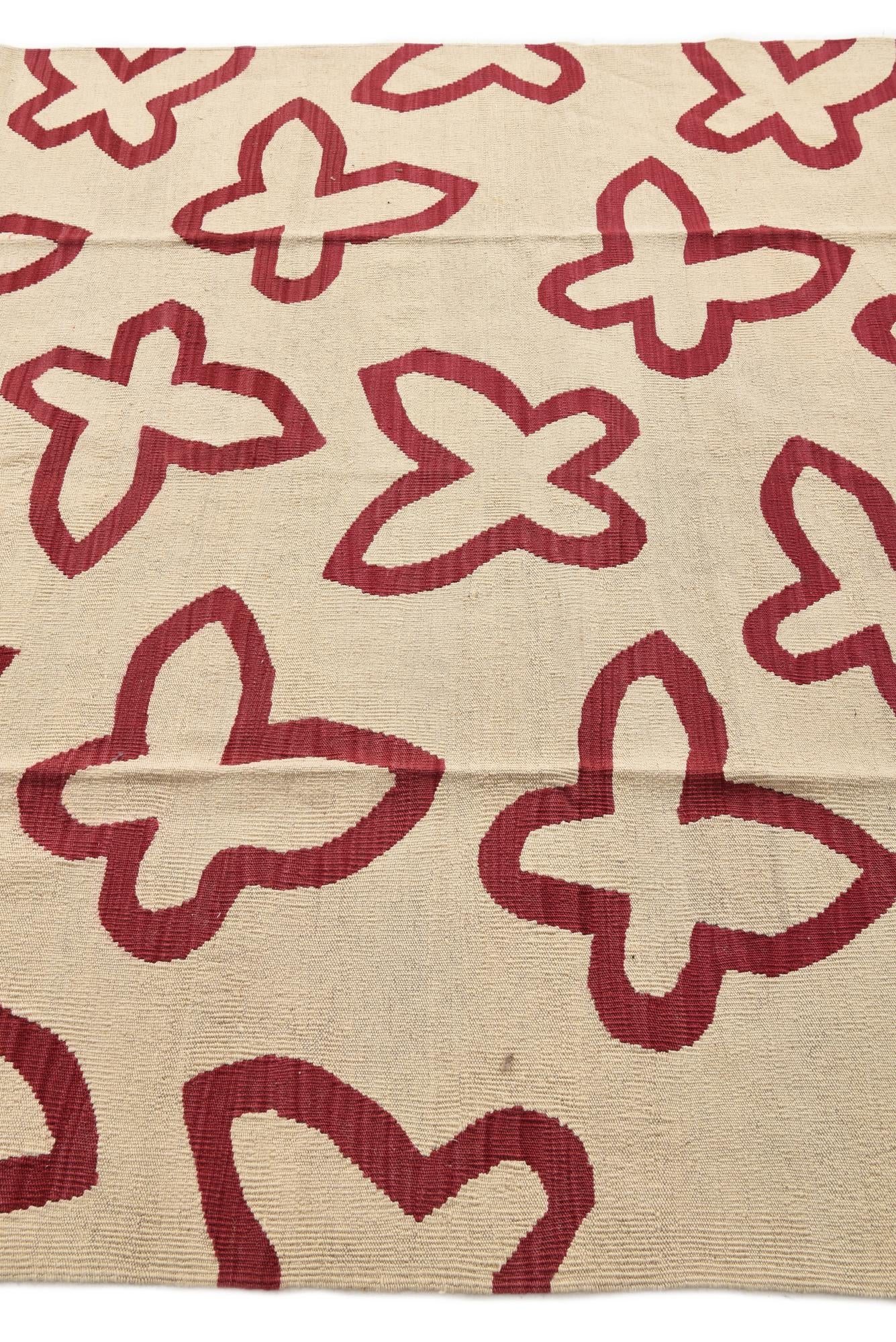 5' 10 x 7' 8 Hand Woven Kilim Modern Wool Rug