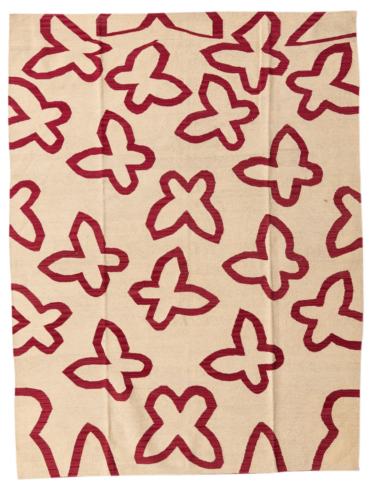 5' 10 x 7' 8 Hand Woven Kilim Modern Wool Rug