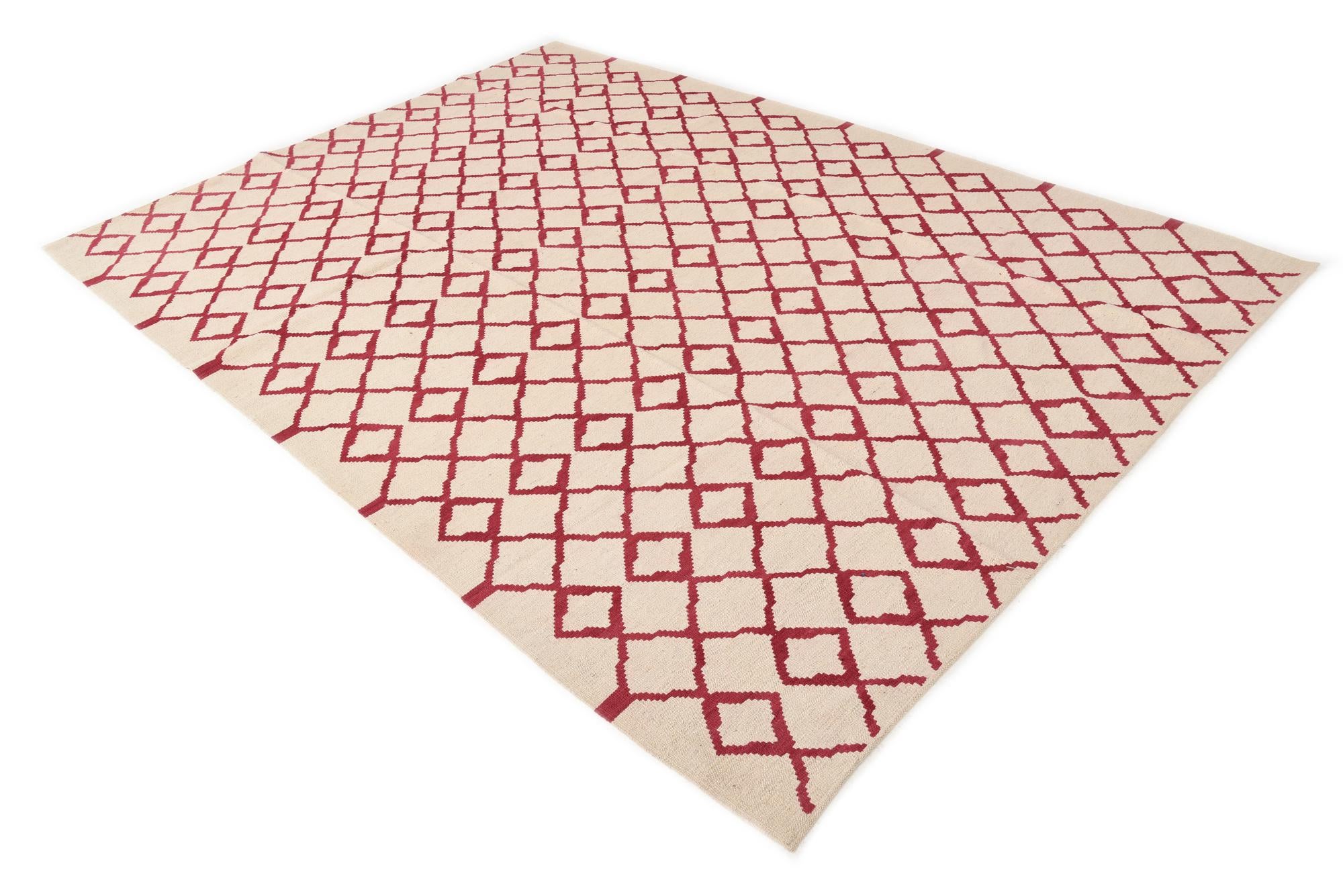 6' 11 x 9' 8 Hand Woven Kilim Modern Wool Rug