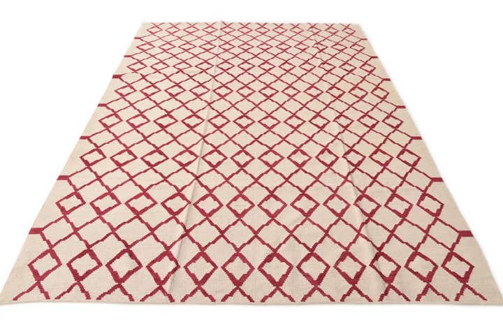 6' 11 x 9' 8 Hand Woven Kilim Modern Wool Rug