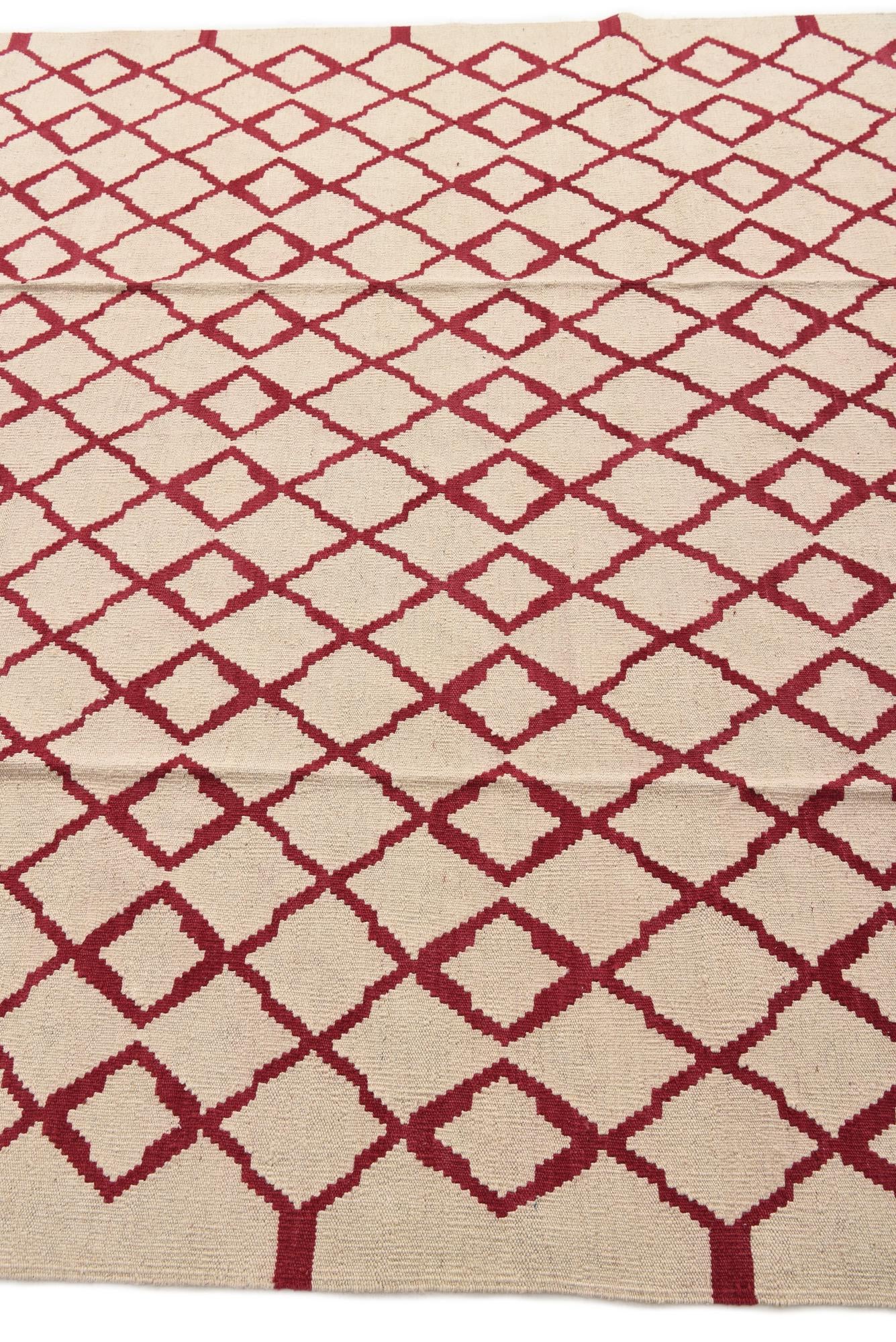 6' 11 x 9' 8 Hand Woven Kilim Modern Wool Rug