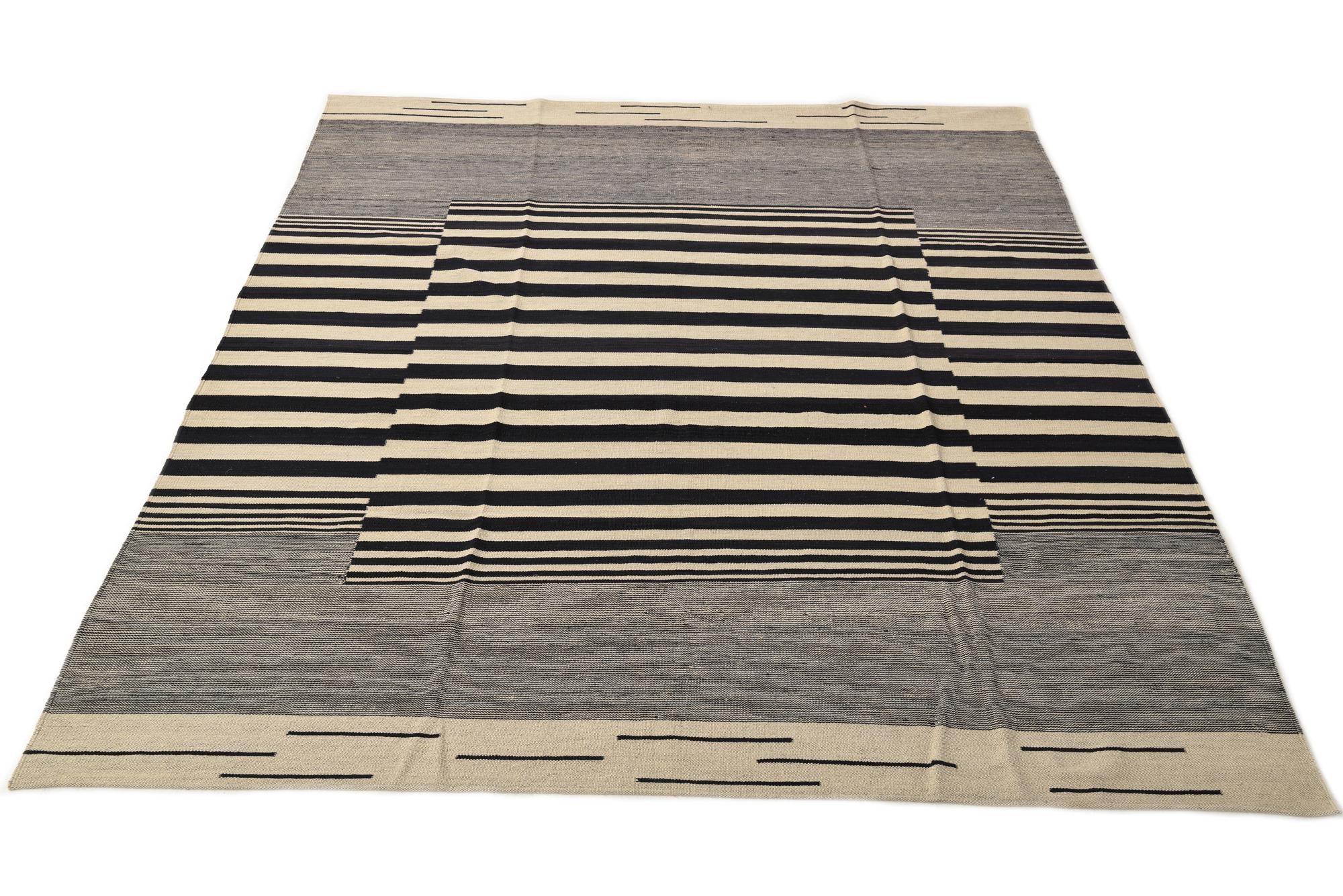 8' 3 x 9' 7 Hand Woven Kilim Modern Wool Rug