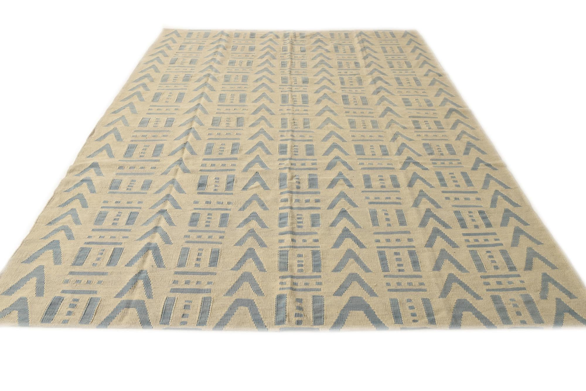 7' x 9' 4 Hand Woven Kilim Modern Wool Rug