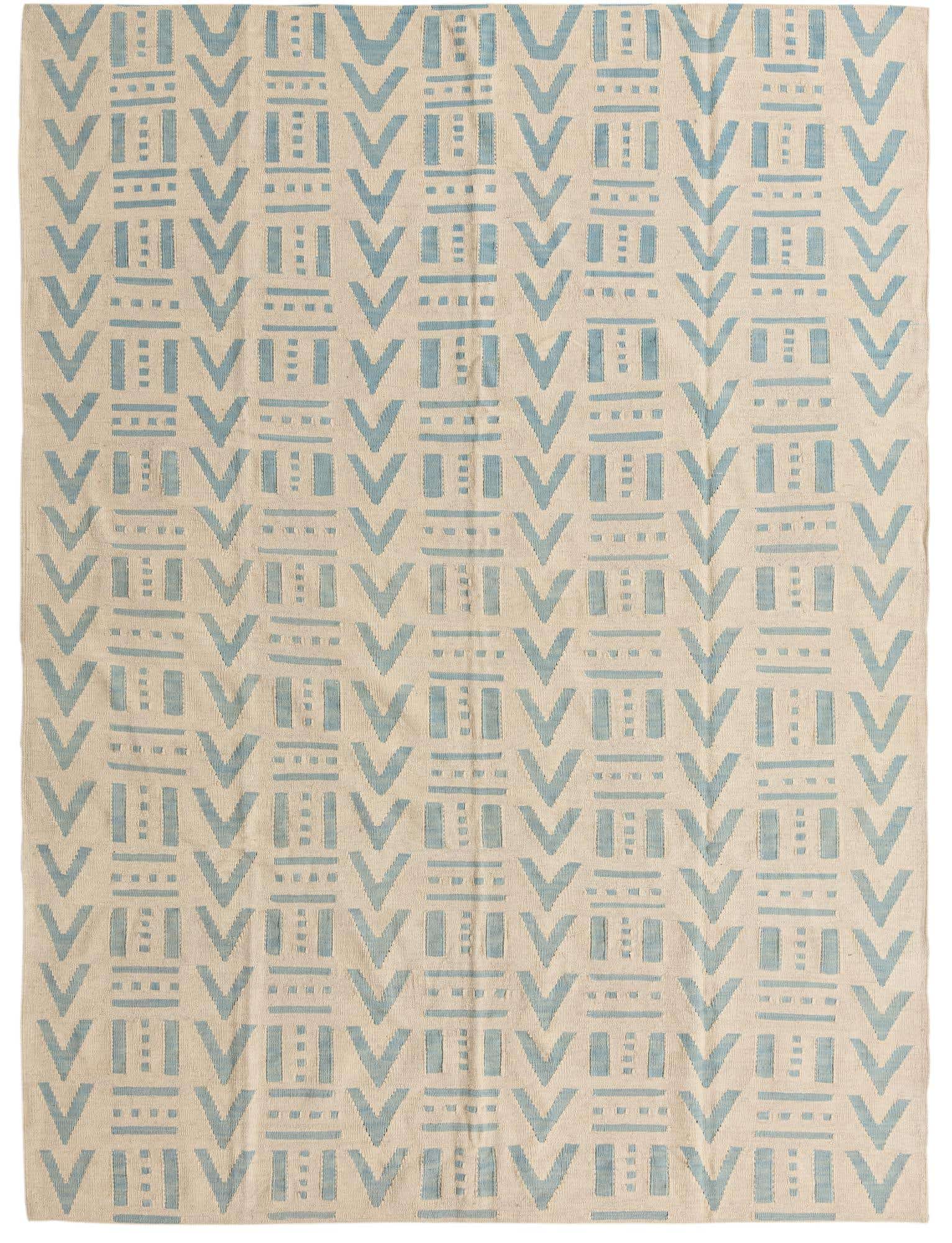 7' x 9' 4 Hand Woven Kilim Modern Wool Rug