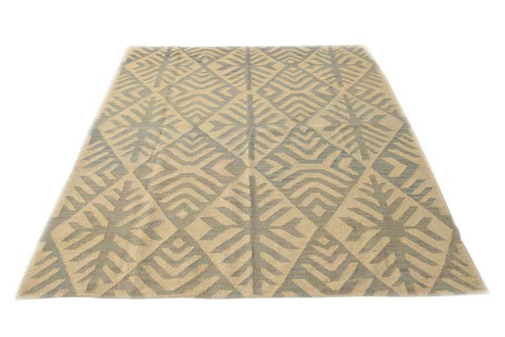 5' 1 x 6' 3 Hand Woven Kilim Modern Wool Rug