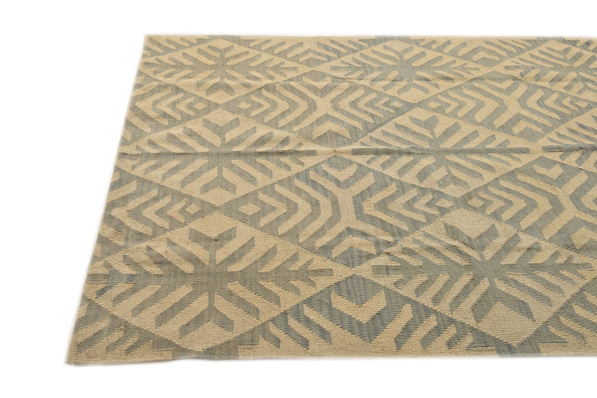 5' 1 x 6' 3 Hand Woven Kilim Modern Wool Rug