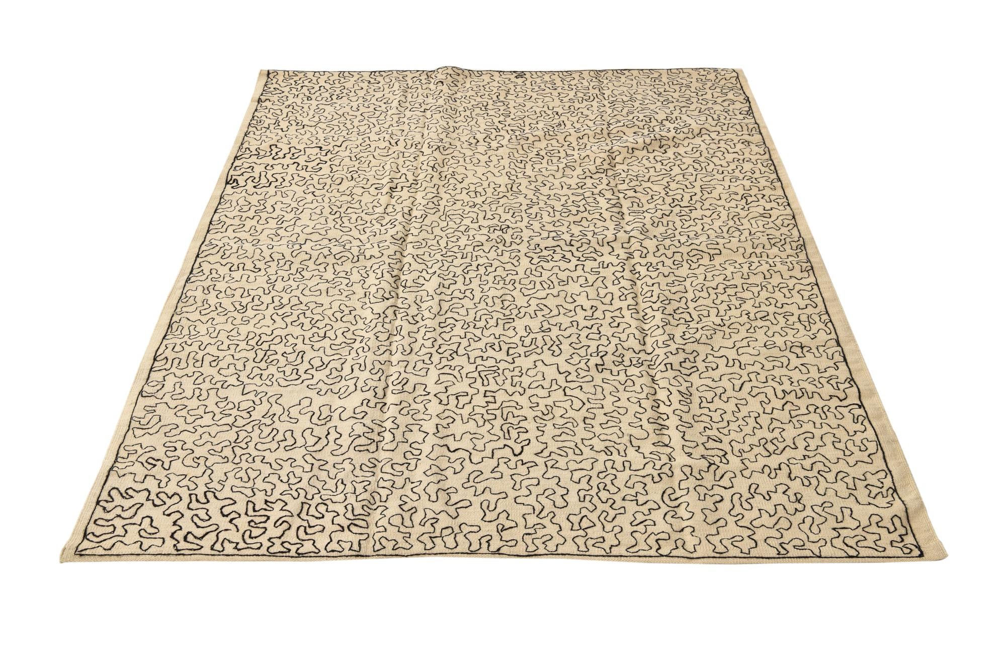 4' 10 x 6' Hand Woven Kilim Modern Wool Rug