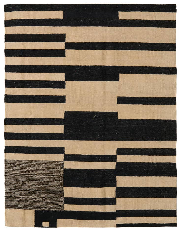 Detail image of 4' x 5' 10 Hand Woven Kilim Modern Wool Rug