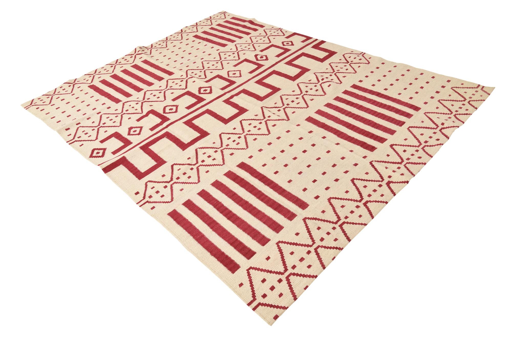 6' x 7' 9 Hand Woven Kilim Modern Wool Rug
