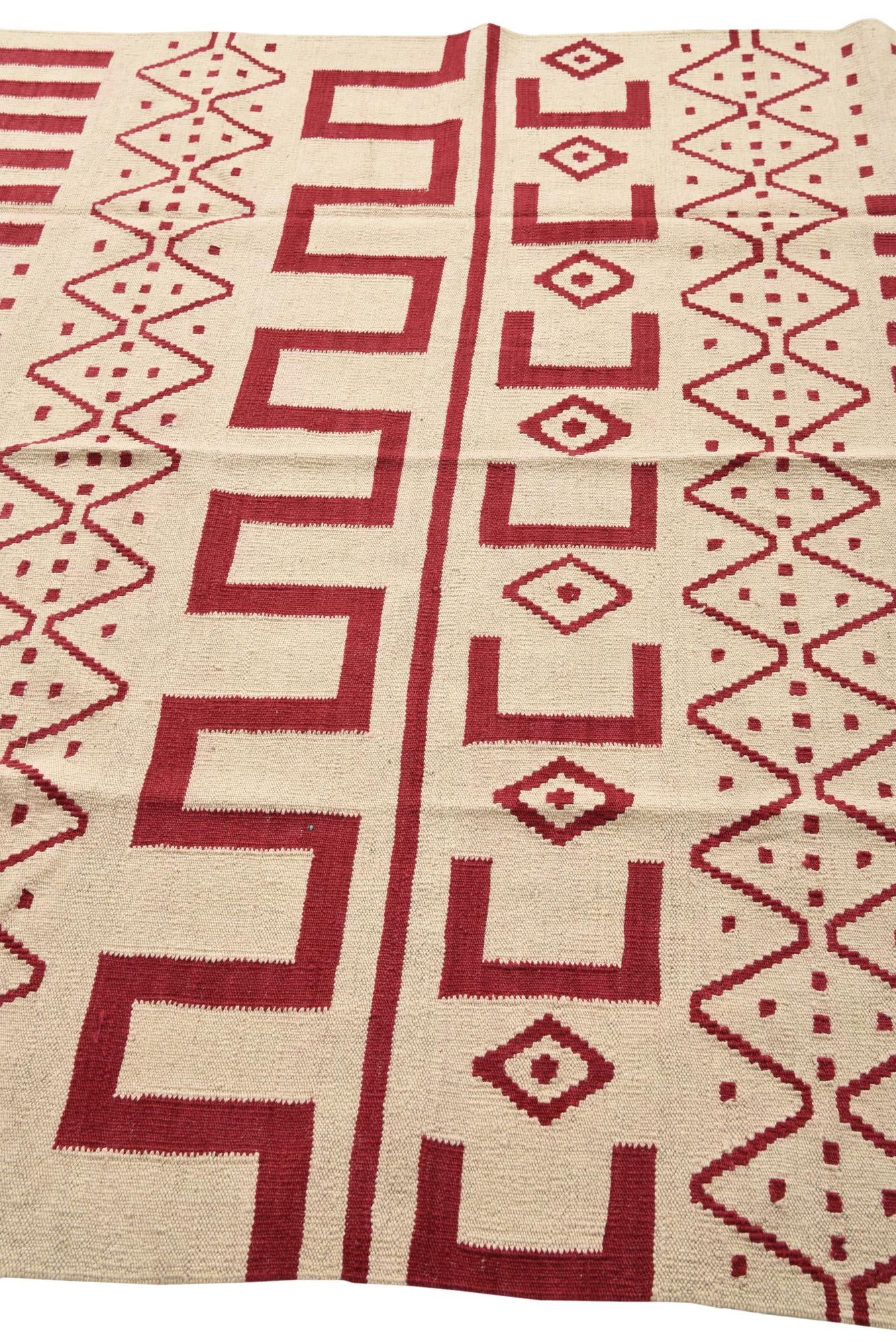 6' x 7' 9 Hand Woven Kilim Modern Wool Rug
