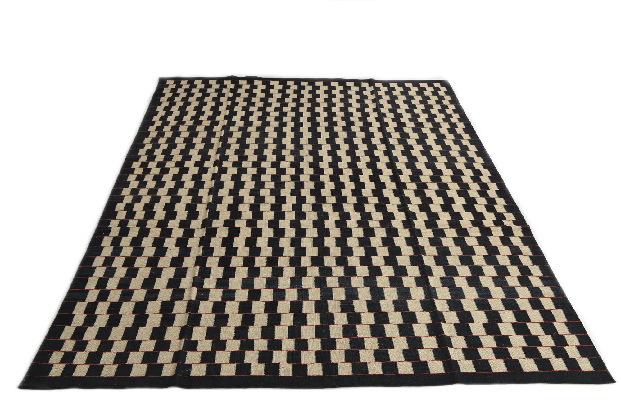 7' 10 x 9' 8 Hand Woven Kilim Modern Wool Rug
