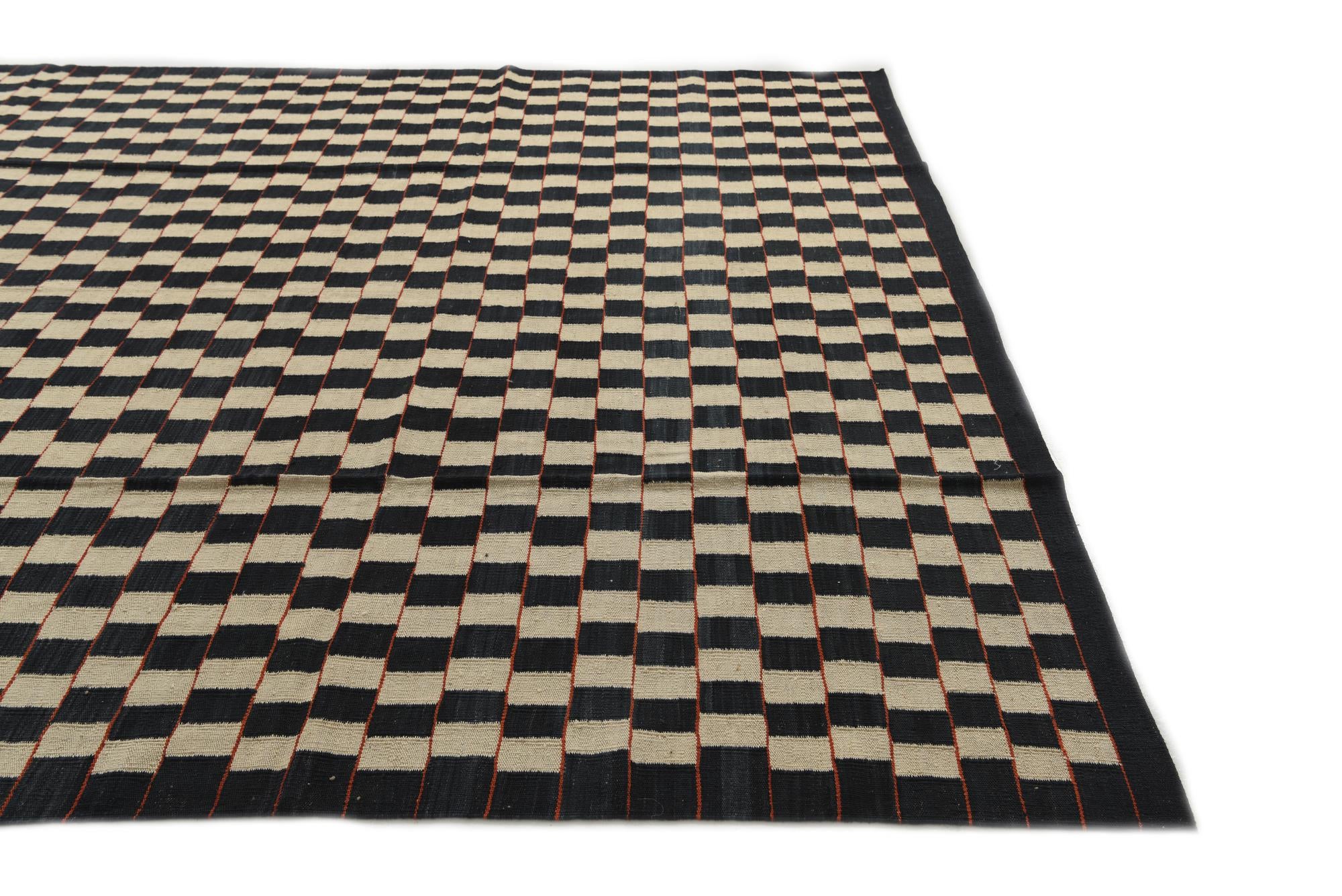 7' 10 x 9' 8 Hand Woven Kilim Modern Wool Rug