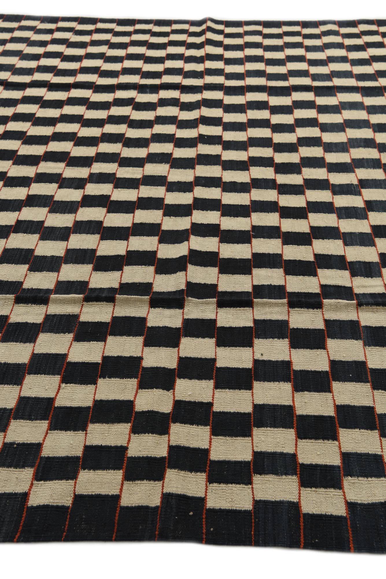 7' 10 x 9' 8 Hand Woven Kilim Modern Wool Rug