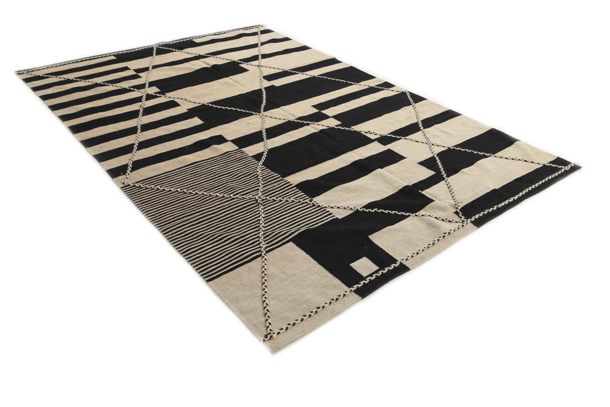 6' 7 x 9' 8 Hand Woven Kilim Modern Wool Rug