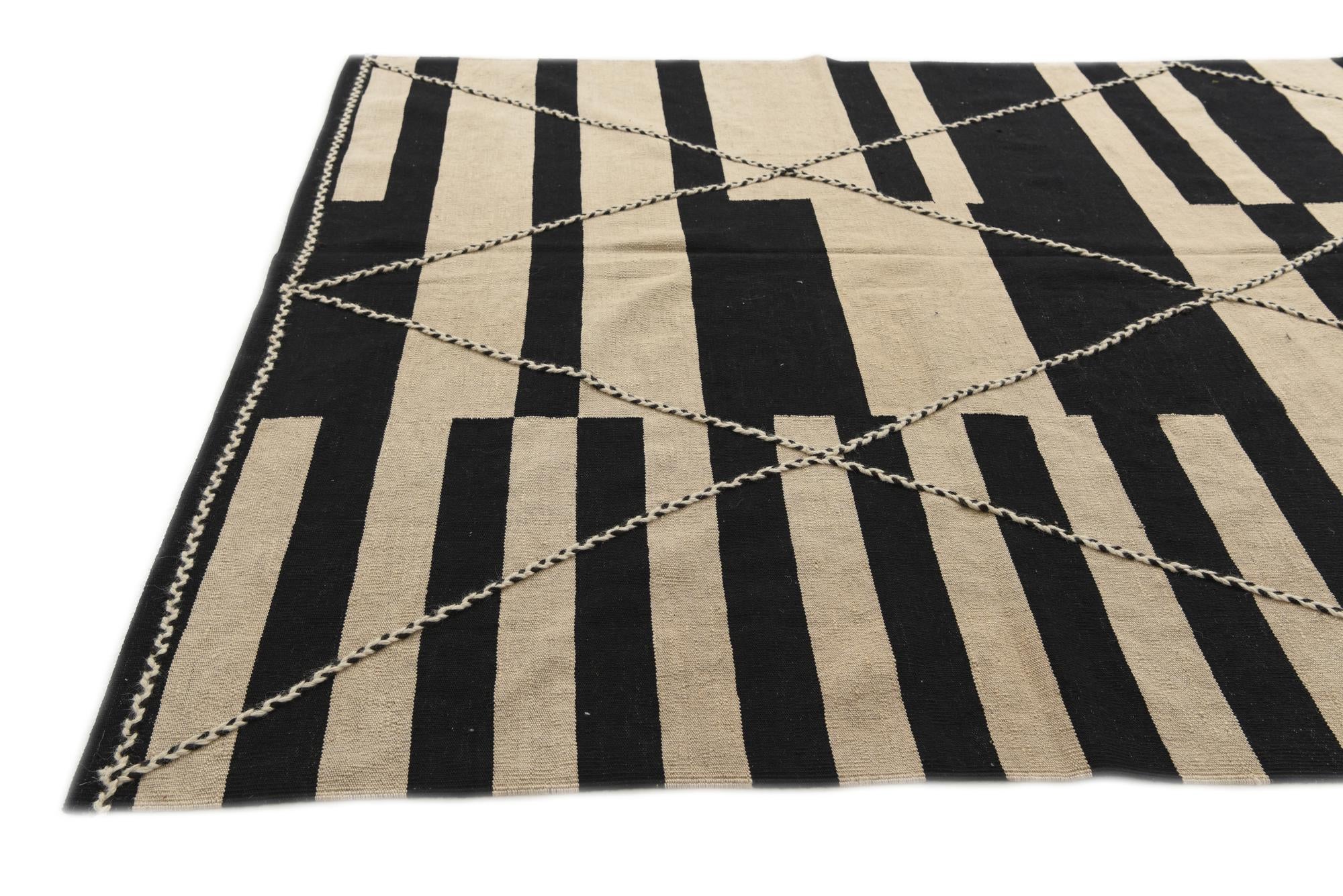 6' 7 x 9' 8 Hand Woven Kilim Modern Wool Rug