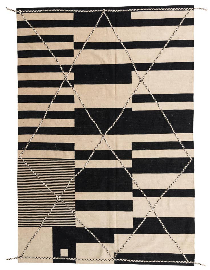 Detail image of 6' 7 x 9' 8 Hand Woven Kilim Modern Wool Rug